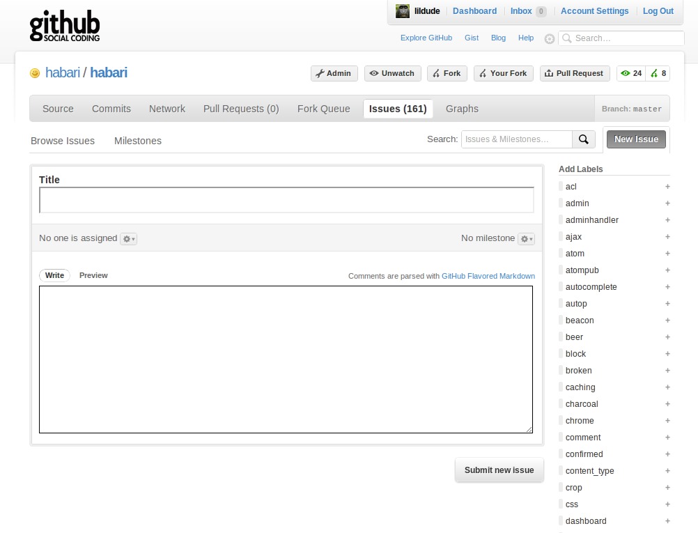 Creating a New Issue